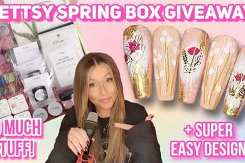 🎁 Vettsy Spring Box GIVEAWAY | Easy flower nail art design | Cute Beginner Easter Floral Nails