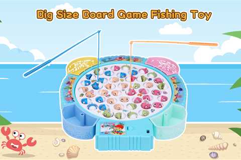 Magnetic Fishing Game Toys, Rotating Board Game with Music Including 45 Fishes and 8 Fishing Poles, ..