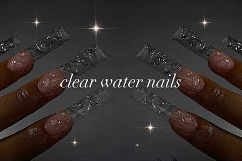CLEAR WATER ACRYLIC NAILS🌊✨| Simple acrylic application + beginner-friendly nail art!✨