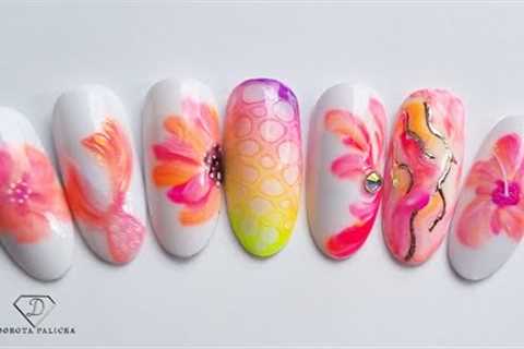 Quick and easy nail art designs using flower brush set.