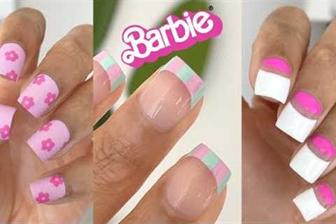 EASY BARBIE NAILS | cute and easy pink nail art designs | Barbie movie inspired nails